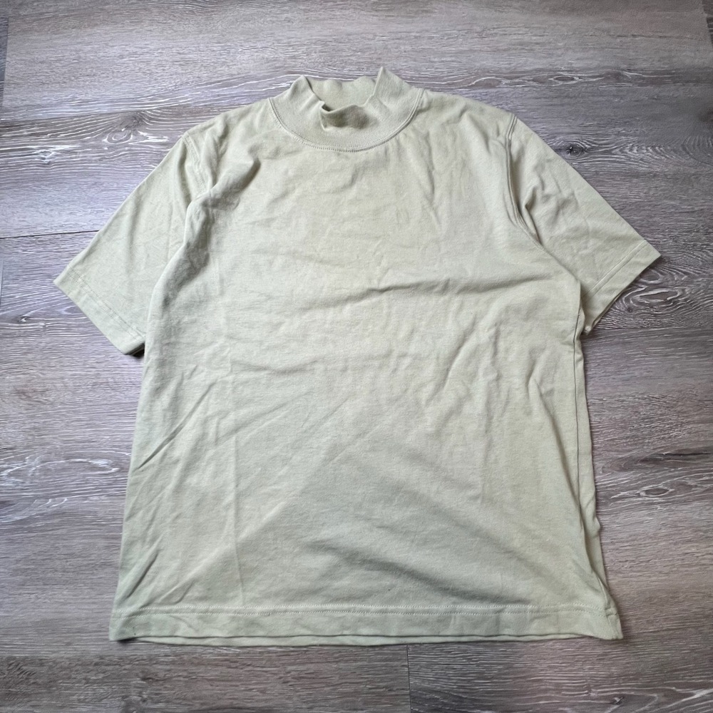 Christopher & Banks Mock Neck Top Womens Medium Green Short Sleeve Sage 3501